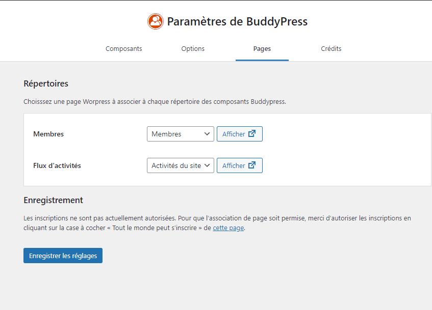 Pages BuddyPress