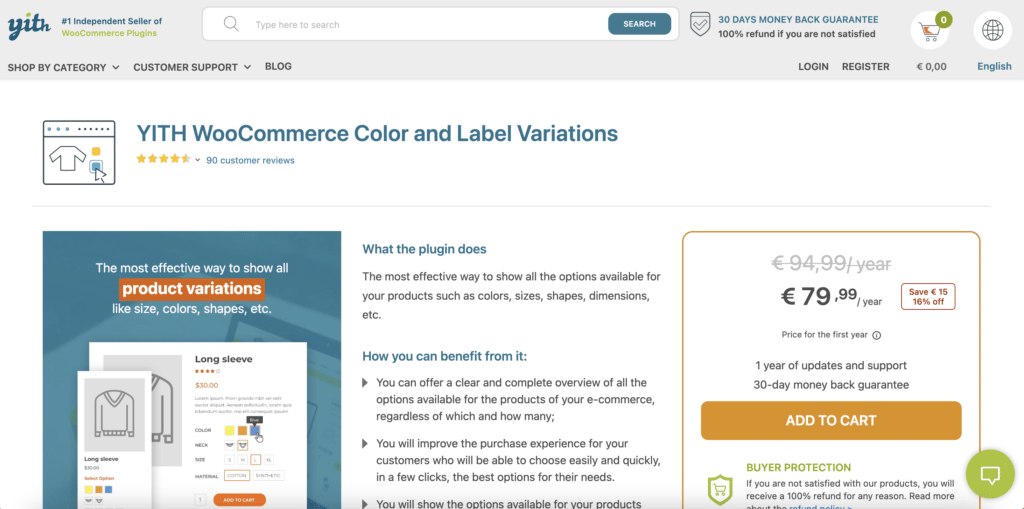 yith woocommerce color and lavel variations