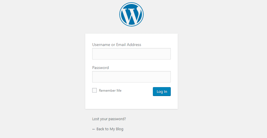 Interface de connexion WordPress
